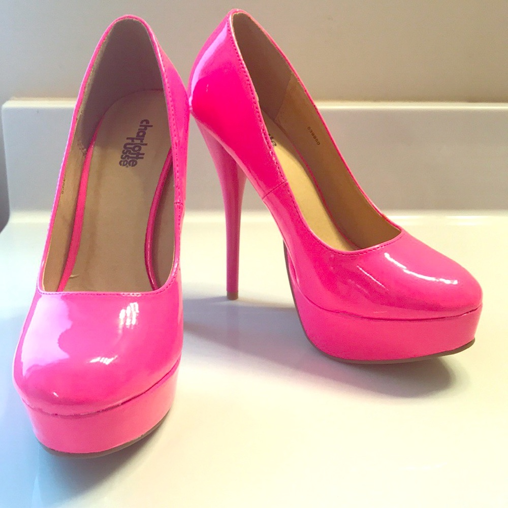 Charlotte Russe neon pink platforms SZ 7